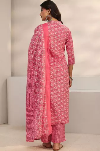 women ethnic motifs printed regular thread work kurta with trousers & with dupatta