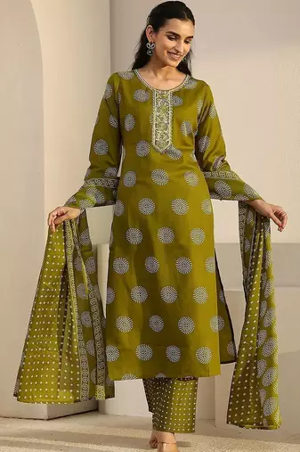 women ethnic motifs printed regular thread work kurta with trousers & with dupatta