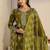 women ethnic motifs printed regular thread work kurta with trousers & with dupatta