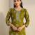 women ethnic motifs printed regular thread work kurta with trousers & with dupatta