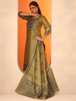 floral yoke design thread work straight kurta with trouser and dupatta 1