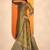 floral yoke design thread work straight kurta with trouser and dupatta