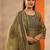 floral yoke design thread work straight kurta with trouser and dupatta