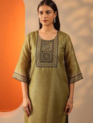 floral yoke design thread work straight kurta with trouser and dupatta 6