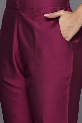 floral yoke design straight sequinned kurta with trousers & dupatta