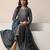 women ethnic motifs printed regular thread work kurta with trousers & with dupatta