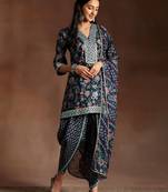 floral printed regular sequinned kurti with dhoti pant & dupatta