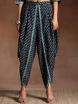 floral printed regular sequinned kurti with dhoti pant & dupatta 7