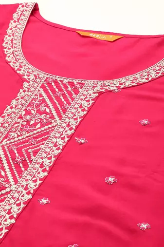 women floral yoke design kurta with trousers & dupatta