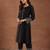 round neck panelled beads work straight kurta with trousers & dupatta