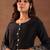 round neck panelled beads work straight kurta with trousers & dupatta