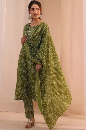 women ethnic motifs printed regular thread work kurta with trousers & with dupatta