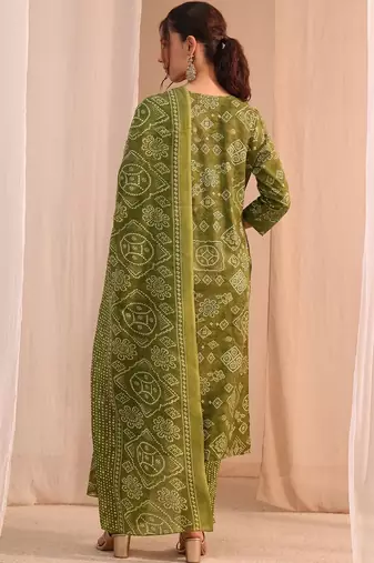 women ethnic motifs printed regular thread work kurta with trousers & with dupatta