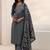 women ethnic motifs printed regular thread work kurta with trousers & with dupatta