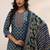 women ethnic motifs printed regular thread work kurta with trousers & with dupatta