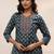 women ethnic motifs printed regular thread work kurta with trousers & with dupatta