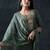 floral embroidered thread work straight kurta with trousers & dupatta