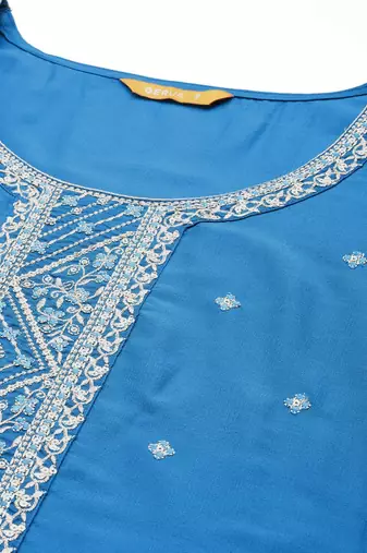 floral embroidered zari regular kurta with trousers dupatta