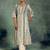 beige floral printed thread work panelled a-line kurta with palazzos