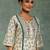 beige floral printed thread work panelled a-line kurta with palazzos