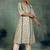 beige floral printed thread work panelled a-line kurta with palazzos