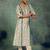 beige floral printed thread work panelled a-line kurta with palazzos