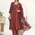 women ethnic motifs printed regular cotton blend kurta with trousers & with dupatta
