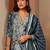 women floral printed regular thread work kurta with trousers & with dupatta