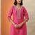 bandhani printed thread work straight kurta with trousers & dupatta