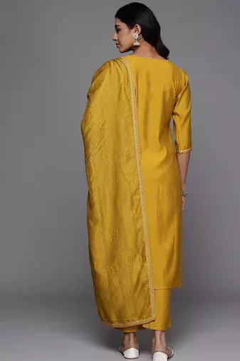 women ethnic motifs embroidered kurta with trousers & dupatta