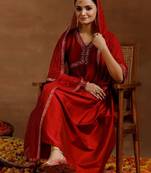 women ethnic motifs embroidered empire mirror work kurta with trousers & with dupatta