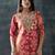 floral printed v-neck straight kurta with trousers & dupatta