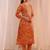 women ethnic motifs printed regular thread work kurta with trousers & with dupatta