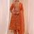 women ethnic motifs printed regular thread work kurta with trousers & with dupatta