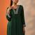 women ethnic motifs embroidered regular thread work kurta with trousers