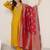 floral embroidered v neck sequinned kurta with trousers & dupatta