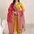 floral embroidered v neck sequinned kurta with trousers & dupatta