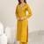 floral embroidered v neck sequinned kurta with trousers & dupatta
