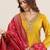 floral embroidered v neck sequinned kurta with trousers & dupatta