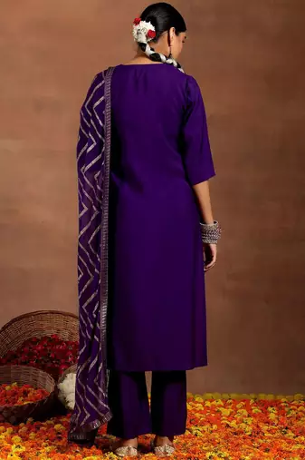 floral embroidered kurta with trouser & dupatta