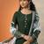 green and white round neck beads and stones straight kurta with trouser & dupatta