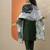 green and white round neck beads and stones straight kurta with trouser & dupatta
