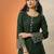 green and white round neck beads and stones straight kurta with trouser & dupatta