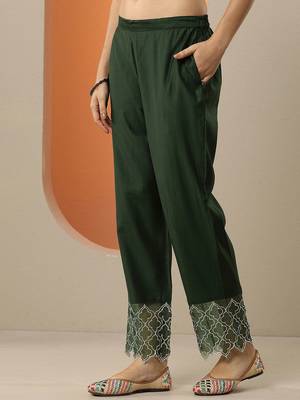green and white round neck beads and stones straight kurta with trouser & dupatta 7