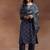 blue floral embroidered zari kurta with trousers & dupatta