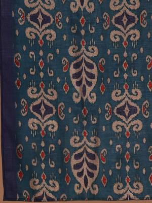 blue floral embroidered zari kurta with trousers & dupatta 7
