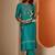 women ethnic motifs embroidered regular thread work kurta with trousers