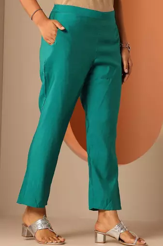 women ethnic motifs embroidered regular thread work kurta with trousers