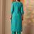 women ethnic motifs embroidered regular thread work kurta with trousers
