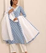 women floral printed kurta with trousers & with dupatta